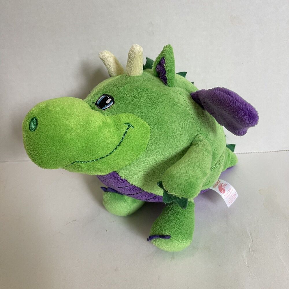 Orbiez Green Plush Dragon 10" Stuffed Animal Purple Wings And Belly 2011 Mascot